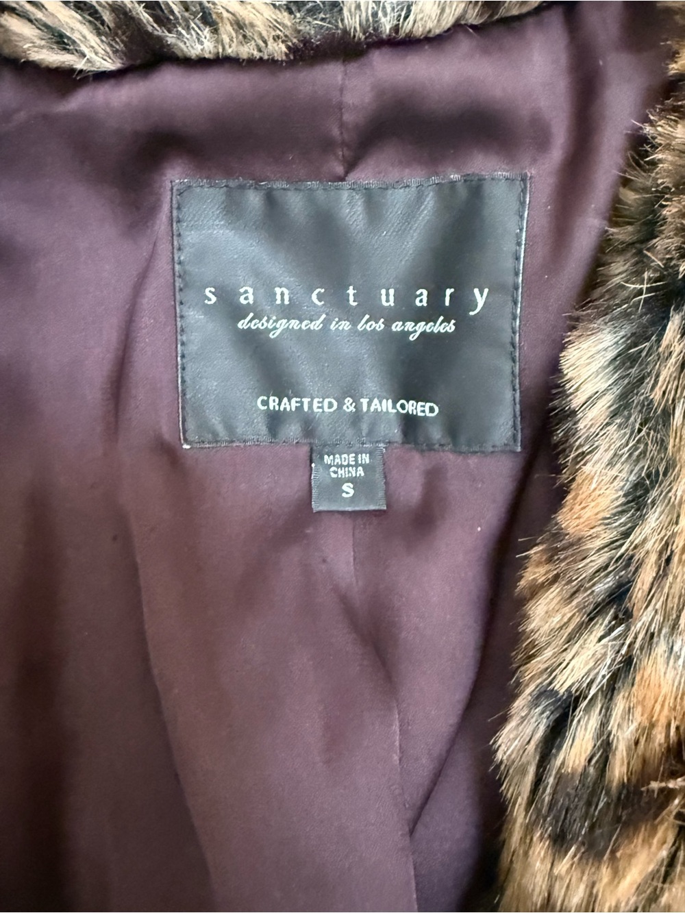 Sanctuary Faux Fur Leopard Print Coat in Brown and Black Size Small - Picture 2 of 13